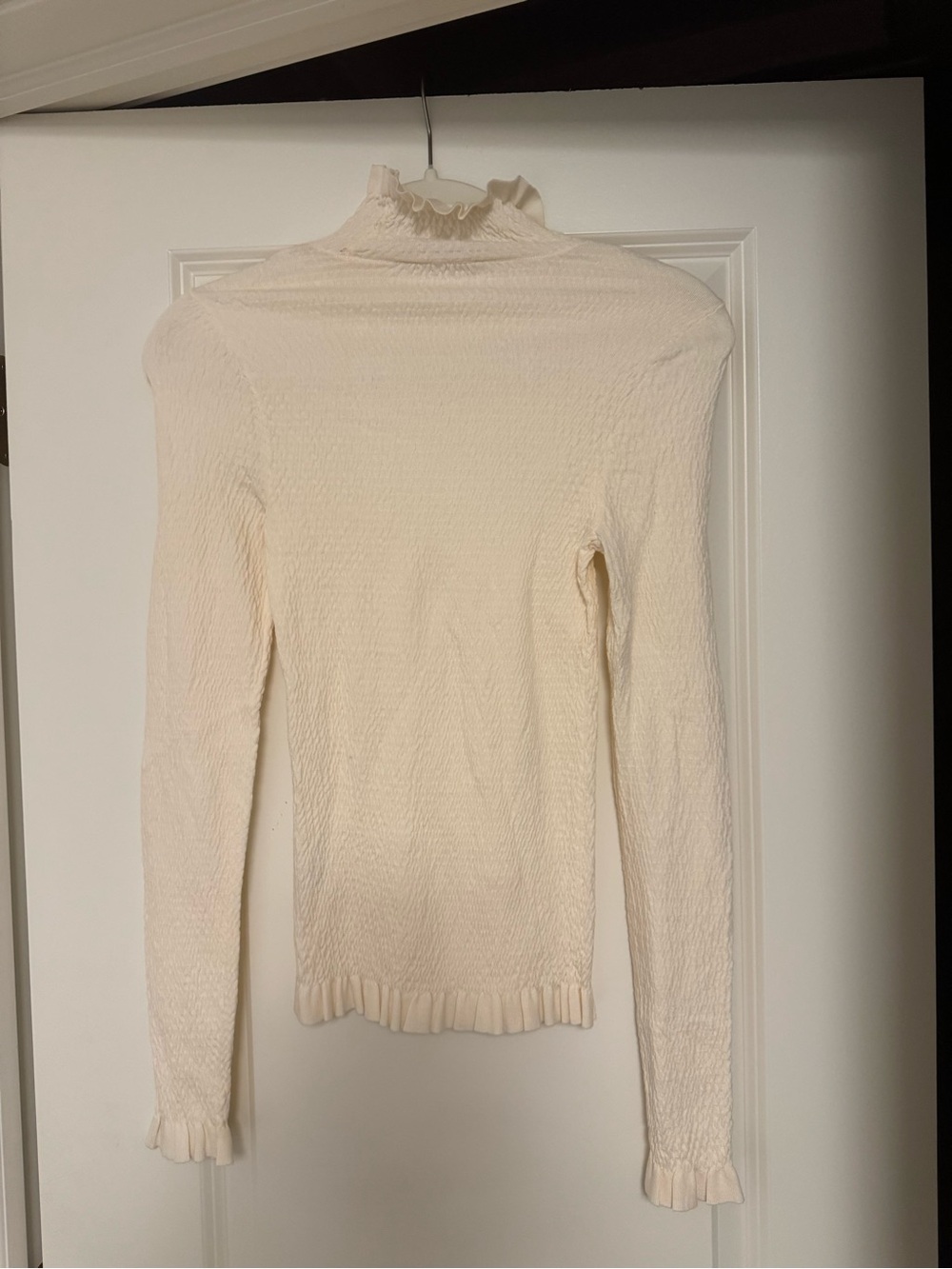 Rachel Parcell Cream Ruffled Turtleneck Sweater